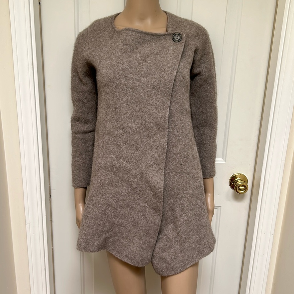 Women’s Raffi Gray Soft Warm Cozy Wool Long Sweater Cardigan Coat Coatigan